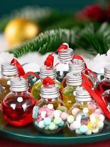 10pcs 50ml Deluxe Christmas Ball Ornament Set - Hanging Christmas Decoration, Party Beverage Container, Candy And Dried Fruit Storage - Perfect For Christmas Tree Decoration, Party, And Gift Giving, Halloween, Halloween Decoration