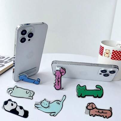 1pc Cartoon Animal Desk Mobile Phone Stand, Foldable Phone Holder Compatible With IPhone, Android Phone, Gift For Birthday, Family, Friends Phone Accessories