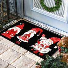 1 件卡通圣诞老人矩形地毯，柔软防滑室内门垫，适用于客厅、卧室、浴室、多种场景