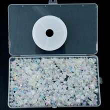 Hộp đựng hạt DIY hai mảnh Bộ hạt hỗn hợp màu trắng 6-12mm Một hộp cộng với một cuộn chỉ thun trong suốt 0,08cm có thể làm thành vòng cổ dây xích điện thoại di động - trắng - Xem 5