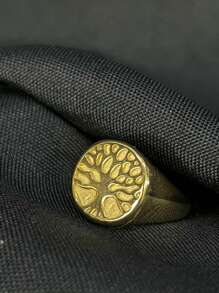 TREE OF LIFE UNISEX RING SOLID GOLD PLATED - 金色 - 查看 2