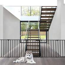 Froadp High Fireplace Guard Grill Foldable Metal Fireplace Grill With Pet Gate Door 5 Panels - Black - View 7