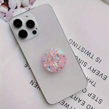 Soporte para teléfono impermeable de ABS con diseño de estrellas/corazones con purpurina, soporte expandible plegable con purpurina para teléfono, compatible con iPhone, teléfonos Android, regalo para cumpleaños, familia, amigos, agarre de teléfono de empuje-tracción, accesorios para teléfono