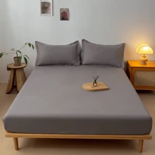 Protector de saltea, husa de saltea ultra moale, cearceaf duble de culoare solida, tampon anti-alunecare, dimensiune simpla/dubla, 140x200cm/160x200cm/Queen/King - Negru - Vizualizare 8