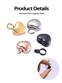 1pc Stainless Steel Pet Memorial Necklace, Mini Heart Shaped Cremation Pendant For Storing Cat/Dog's Ashes, Hair, Paw Print Valentine's Day Gift