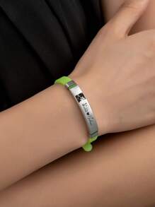 可定制彩色硅胶手链，带有文字/名字，不锈钢个性化励志引语照片手链，适合爱人，是情人节、圣诞节、万圣节的完美礼物