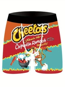 3 piezas/paquete Calzoncillos bóxer para hombres con estilo urbano, estampado digital de dibujos animados y de aperitivos, transpirables - Multicolor - Ver 6