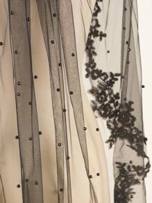 1 件短款珍珠亮片黑色蕾丝婚礼新娘面纱带金属梳子适合万圣节角色扮演舞会派对秋季服装女士