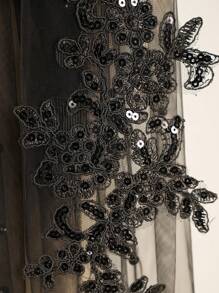 1 件短款珍珠亮片黑色蕾丝婚礼新娘面纱带金属梳子适合万圣节角色扮演舞会派对秋季服装女士