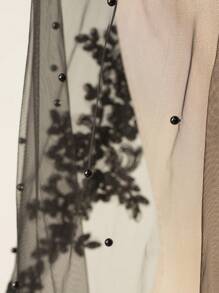 1 件短款珍珠亮片黑色蕾丝婚礼新娘面纱带金属梳子适合万圣节角色扮演舞会派对秋季服装女士