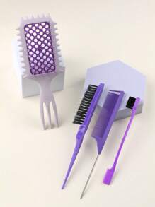 4 件套卷发造型刷套装，家用空心卷发梳，按摩梳，麦秸卷发梳，三尖尾设计，轻松打造波浪和弹性卷发，女士尼龙气垫梳，鼠尾梳双面刷眉刷专业美发配件，带 ABS 塑料手柄，增强造型的理想护发工具