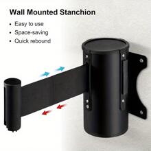 Queue Barrier Belt 5M Wall Mounted Retractable Red Security Belt Rope Barrier With Stainless Steel Support For Outdoor Ribbon Control Crowd (Black) - Black - View 9