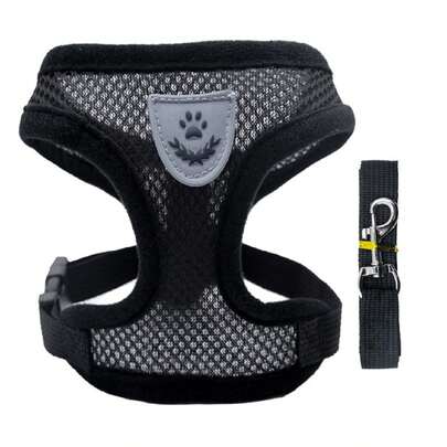 Dây dắt chó mèo có dây đeo ngực và lưng chống thoát có thể điều chỉnh, bộ dây phản quang và vòng cổ, chất liệu lưới mềm mại, thoáng khí, phù hợp cho thú cưng cỡ nhỏ, vừa và lớn