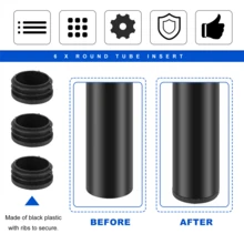 6Pcs Plastic Blanking End Cap Pipe Tube Insert Plug Cover 40mm Black - Multicolor - View 4