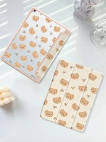 Étui avec motif d'ours compatible avec iPad 10,2 pouces 2021/2020 iPad 9e/8e génération, compatible avec Samsung Galaxy Tab A8 10,5 pouces 2022, avec porte-stylet, prend en charge le réveil/veille automatique