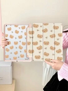 Étui avec motif d'ours compatible avec iPad 10,2 pouces 2021/2020 iPad 9e/8e génération, compatible avec Samsung Galaxy Tab A8 10,5 pouces 2022, avec porte-stylet, prend en charge le réveil/veille automatique