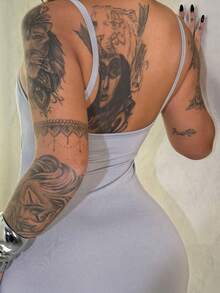 ISA STRAP MIDI DRESS WITH LONG SLIT - Bạc - Xem 7