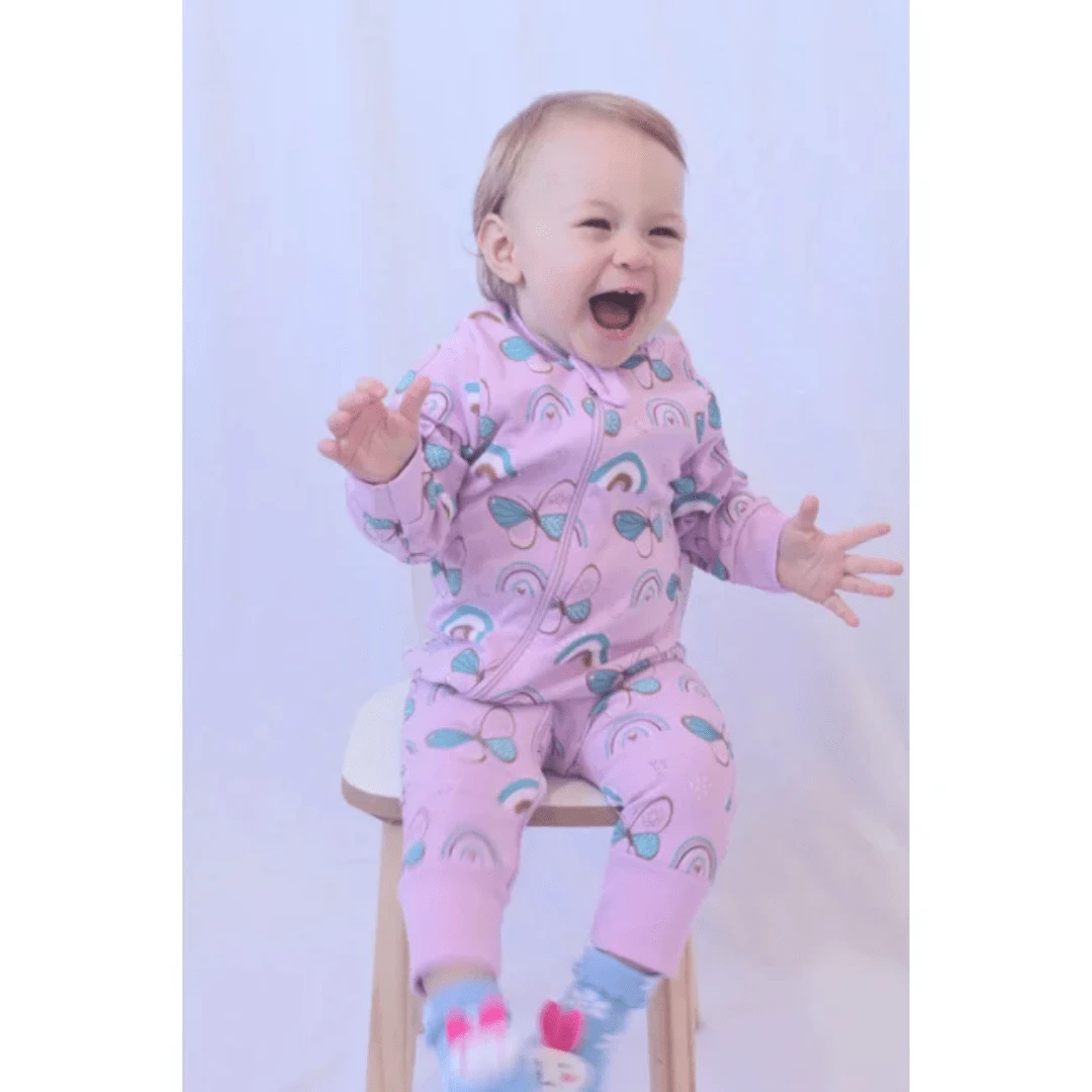 Baby Suedine 100% Cotton Jumpsuit With Zipper - 中紫紅色 - 查看 1
