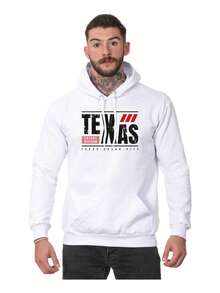 Men's Hoodie Kangaroo Cowboy Texas Casual Cold Weather Top - 白色 - 查看 1