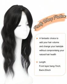 Megito Hair Toppers For Women 20inch Wavy Hair Toppers For Women Toppers Hair Pieces For Women With Thinning Hair Synthetic Wig Clip In Hair Topper Wiglets With Fringe Bang Add Hair Volume - 黑色 - 查看 4