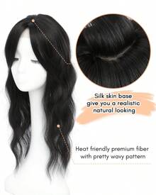 Megito Hair Toppers For Women 20inch Wavy Hair Toppers For Women Toppers Hair Pieces For Women With Thinning Hair Synthetic Wig Clip In Hair Topper Wiglets With Fringe Bang Add Hair Volume - 黑色 - 查看 2