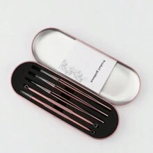 4 Pieces Professional Acne & Blackhead Remover Tool Kit - Includes Blackhead Extractor, Pimple Needle, Comprehensive Facial Cleansing Tool (Rose Gold 4 Pieces Set)