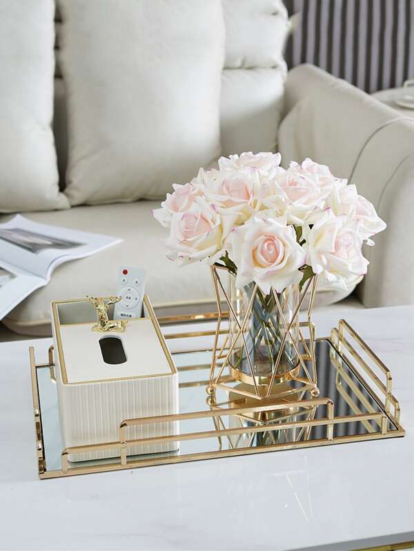 Jarrón de flores artificiales de lujo, maceta, centro de mesa, maceta para plantas, jarrones para flores, decoración del hogar para sala de estar, mesa de café, entrada, mesa de comedor, regalos de cumpleaños, graduación, decoración de habitación, jarrón de vidrio