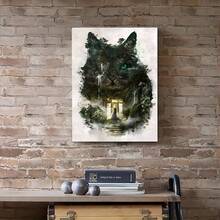 1pc Unique Soul Canvas Poster - Wooden Frame, Vibrant Scenery, Black Cat Print Artwork Printing - Waterproof And Odorless - Exquisite Gift For Wall Decoration, Adding Fun To Bedroom, Office, Bar, Living Room Walls, Perfect For Autumn Decoration - 黑色 - 查看 8