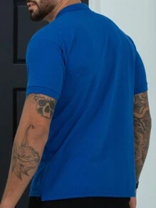 Men's Short Sleeve Piquet Polo Shirt - Royal Blue - View 2