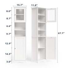 Asofer 67.1"H Bathroom Storage Cabinet With Adjustable Shelves, 2 Doors For Bathroom, Kitchen, Living Room, White - White - View 4