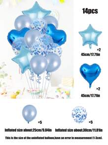 14pcs 18" Star & Heart Foil Balloons, 12" Transparent Sequins Latex Balloons, Suitable For Wedding/Birthday Party Decorations, Ramadan, Ramadan Decor, Eid Mubarak - Multicolor - View 15
