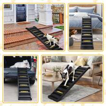 Portable Folding Dog Car Ramps With Stairs, 61" L High Traction Pet Stairs For Vehicles,SUV/Truck,Lightweight Ladder Steps For Dogs Old Cats To High Bed,Couch-Easy Storage,Supports Up To 165lb - 黑色 - 查看 7