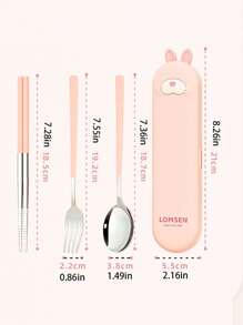 Bộ 3 đũa, thìa và hộp đựng bằng thép không gỉ 304, bộ dao kéo di động cho trẻ em/học sinh làm quà tặng Giáng sinh - Nhiều màu - Xem 11