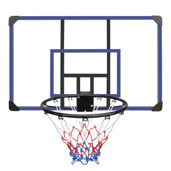 Wall-Mounted Basketball Hoop, 45 X 29 Inches Shatterproof Back, Folding Hoop, Durable Hoop And All-Weather Mesh For Indoor And Outdoor Use