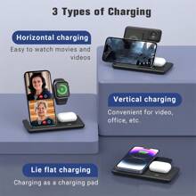 Cargador inalámbrico plegable 3 en 1 compatible con iPhone, Apple Watch y AirPods - Diseño elegante y portátil para el hogar y los viajes. Compatible con iPhone 16, 15, 14, 13, 12, 11/Pro/Max/Mini/Plus, X, XR, XS/Max, SE, 8/Plus. Compatible con Apple Watch 1-8. Compatible con Airpods 3/2/Pro. Compatible con iPhone, iPad, teléfono Android. Regalo para familia, amigos, niños, cumpleaños, Navidad, invierno, novia/novio - Multicolor - Ver 6