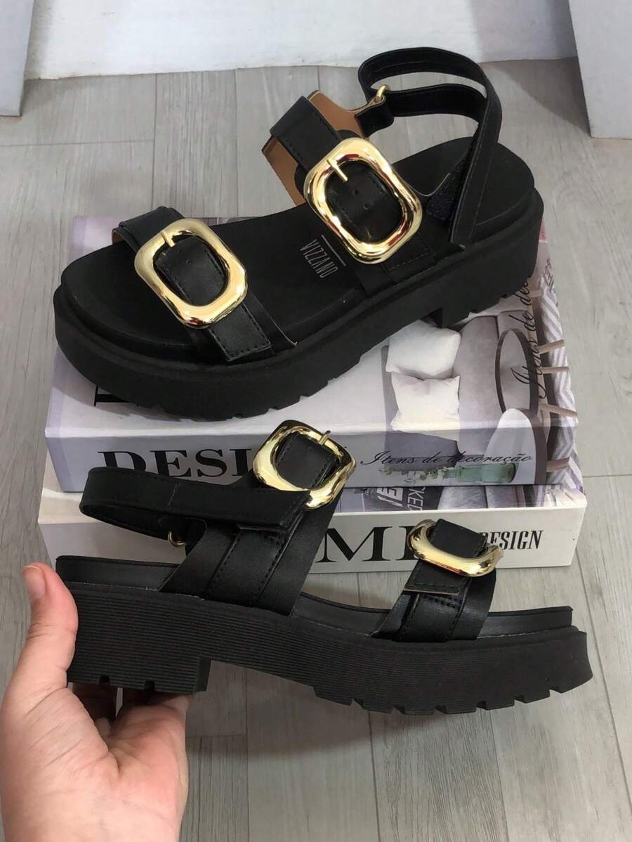 Women's Platform Sandal With Tractor Buckle Comfortable Vizzano Blogger Launch - màu đen - Xem 1
