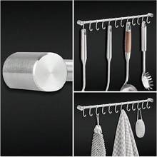 Utensil Rack Stainless Steel Wall Mounted Utensil Hooks With 12 Removable Hooks Kitchen Utensils Holder Utensil Hanging Rack Rail 52Cm (15.6") - Silver - View 5