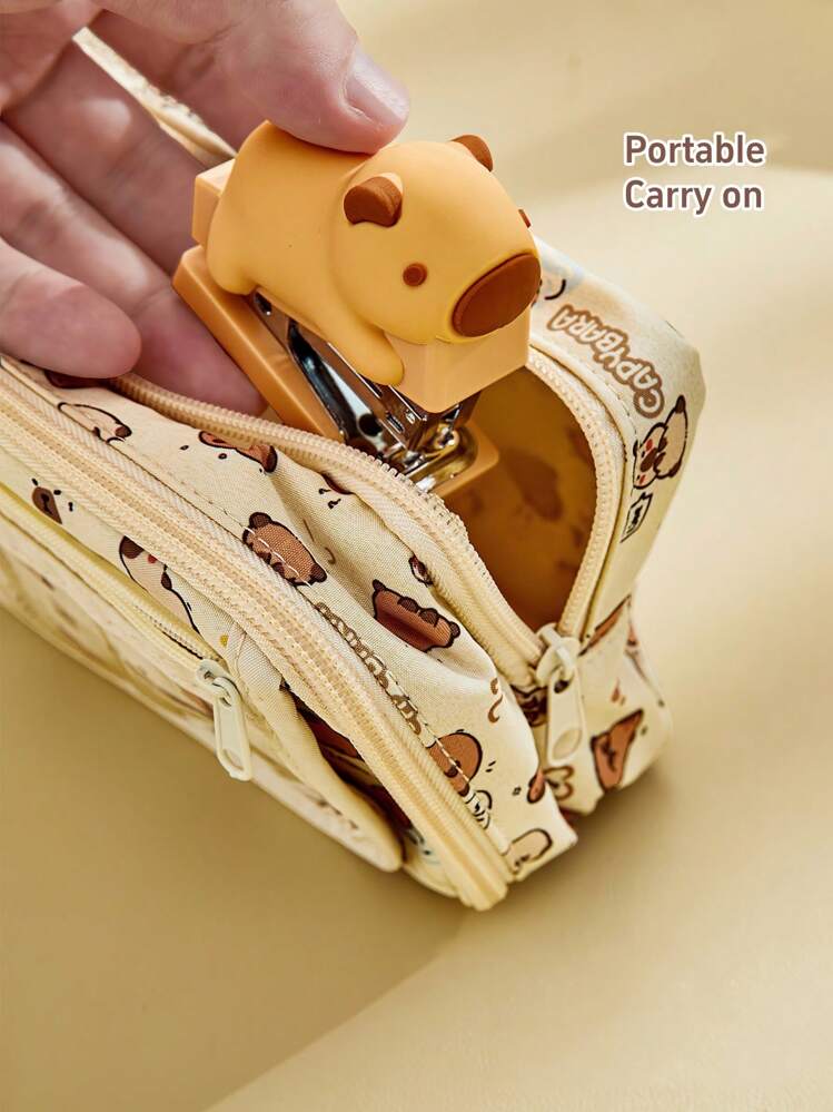 Mini Capybara Stapler 400pcs 24/6 Staples Set Cartoon Portable Binder Office Binding Tools School Supplies,Back To School,School Supplies - Capybara Set - View 7