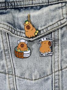 1PC Zinc Alloy Animal Brooch Cute Style Capybara Children Daily With Alphabet Badges - Multicolor - View 8