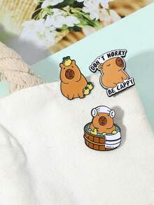 1PC Zinc Alloy Animal Brooch Cute Style Capybara Children Daily With Alphabet Badges - Multicolor - View 9