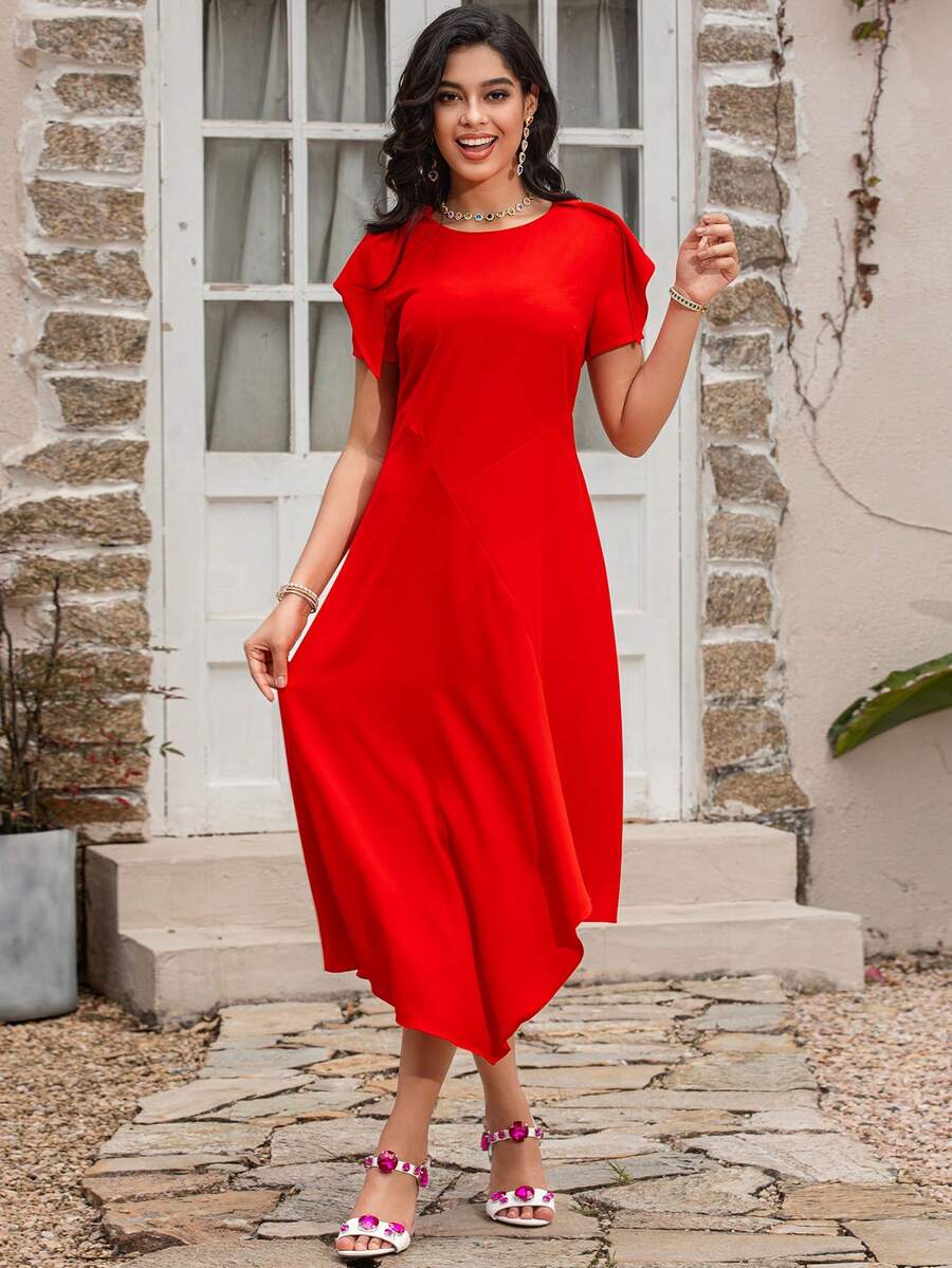 Red Dress Dress Summer New 20 High Quality Asymmetric Ruffle Dresses Sub - Red - View 1