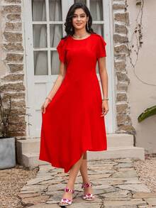 Red Dress Dress Summer New 20 High Quality Asymmetric Ruffle Dresses Sub - Red - View 3
