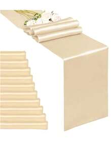 2pcs/5pcs/10pcs Champagne Satin Table Runners For Hotel Event Birthday Banquet Silk Ribbon Table Flags Party Wedding Decoration Table Runners - Champagne - View 1