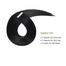 Straight Mini Tape In Human Hair Extensions 16-26inches 100% Natural Real Invisible Adhesive Tape Ins For Women - Natural Black - 查看 4