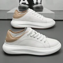 Niche Autumn Men's Shoes Breathable Thick-Soled Semi-Drag Sports Board Shoes Men's Non-Slip One-Foot Leather Casual Little White Shoes - 棕色 - 查看 5