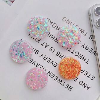 防水 ABS 手机支架，带闪光星星/心形设计，闪光可扩展折叠手机握把支架，兼容 、Android 手机，生日、家人、朋友礼物，推拉式手机握把，手机配件