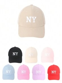 1pc Women's Fashion NY Embroidered Baseball Cap For All Seasons, Festive Baseball Cap, Couple's Daily Travel Outdoor Leisure Sports Cap.