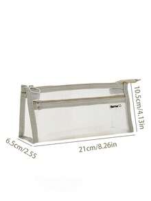 1pc Transparent Double-Layer Mesh Pencil Case, Ins Japanese Style Large Capacity Stationery Organizer Pen Box For School Students - Multicolor - View 3