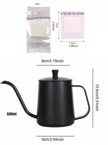 1 件装不锈钢鹅颈咖啡壶（带盖/不带盖）学校用品返校 - 黑色 - 查看 25