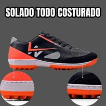Society Football Boots Stitched Sole Does Not Come Off Synthetic Grass Best Quality - Orange - View 10